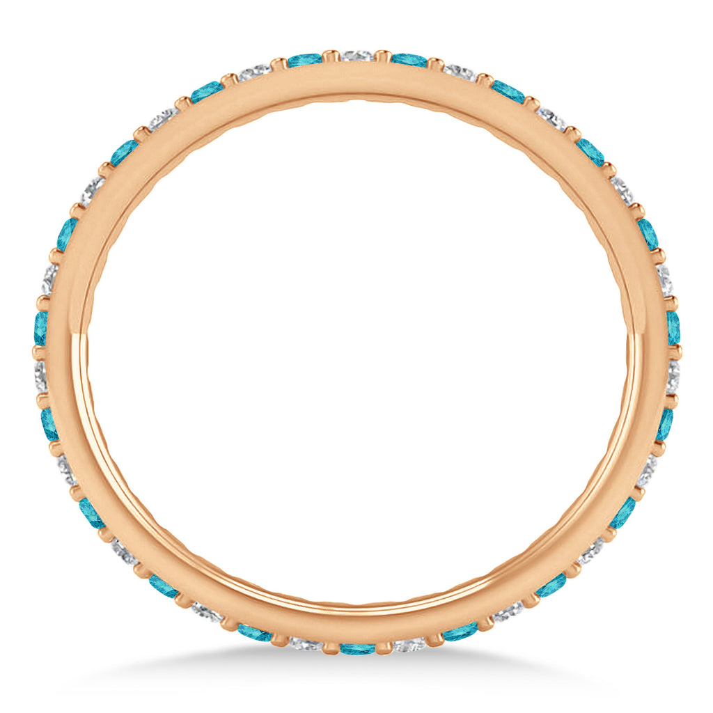 Blue & White Diamond Eternity Wedding Band 14k Rose Gold (0.57ct)