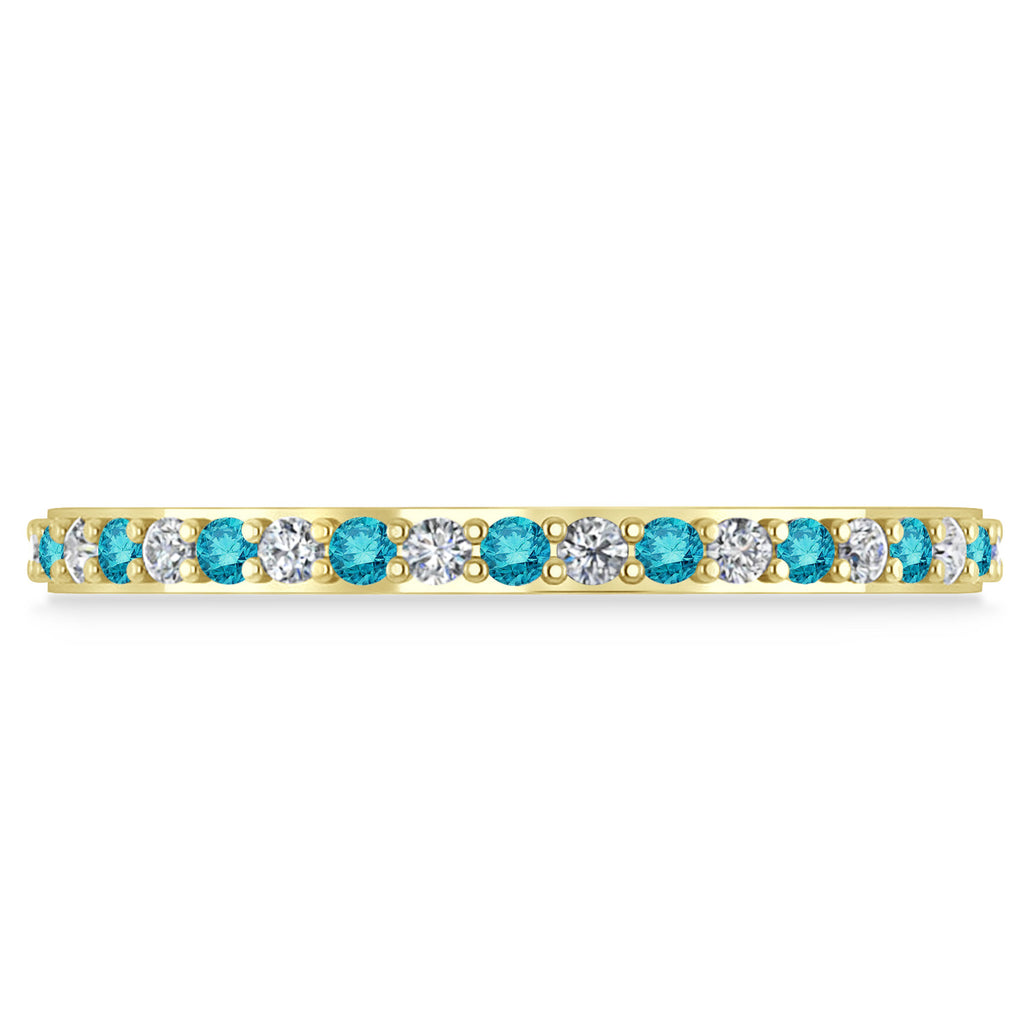 Blue & White Diamond Eternity Wedding Band 14k Yellow Gold (0.57ct)