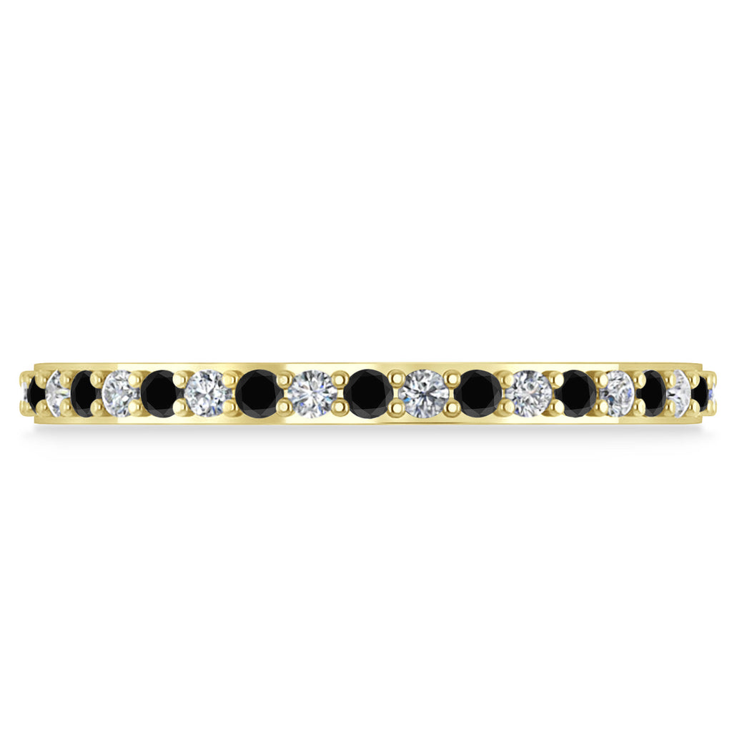 Black & White Diamond Eternity Wedding Band 14k Yellow Gold (0.57ct)
