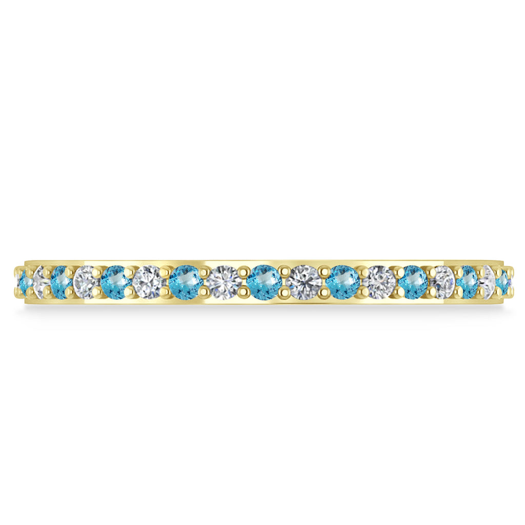 Diamond & Blue Topaz Eternity Wedding Band 14k Yellow Gold (0.57ct)
