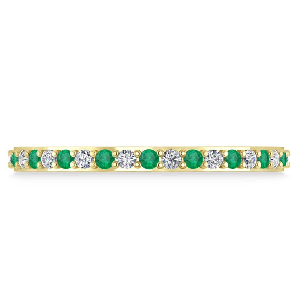 Diamond & Emerald Eternity Wedding Band 14k Yellow Gold (0.57ct)