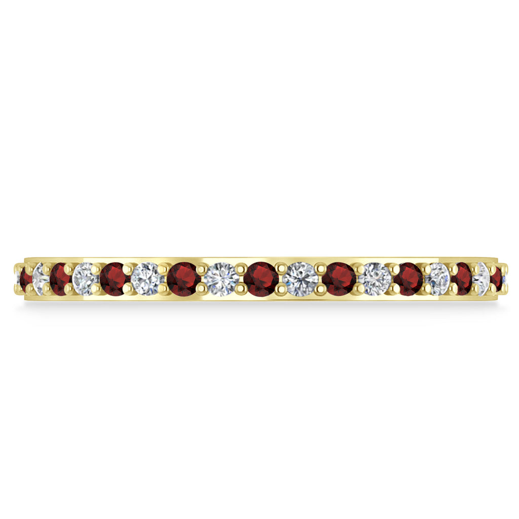 Diamond & Garnet Eternity Wedding Band 14k Yellow Gold (0.57ct)