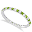 Diamond & Peridot Eternity Wedding Band 14k White Gold (0.57ct) | SIZE 4.75
