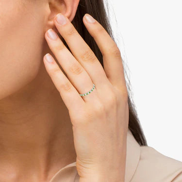 Diamond & Peridot Eternity Wedding Band 14k White Gold (0.57ct) | SIZE 4.75