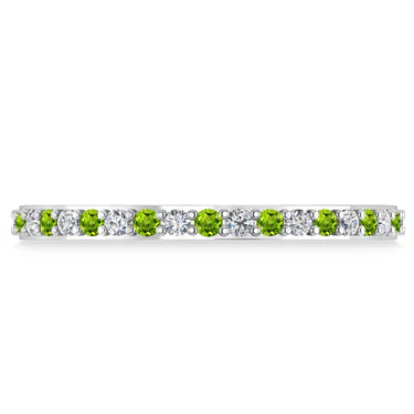 Diamond & Peridot Eternity Wedding Band 14k White Gold (0.57ct) | SIZE 4.75