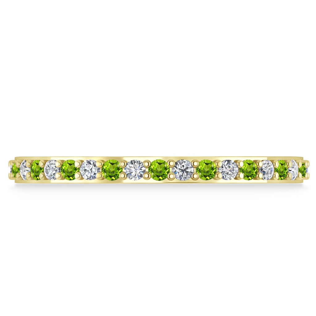 Diamond & Peridot Eternity Wedding Band 14k Yellow Gold (0.57ct)