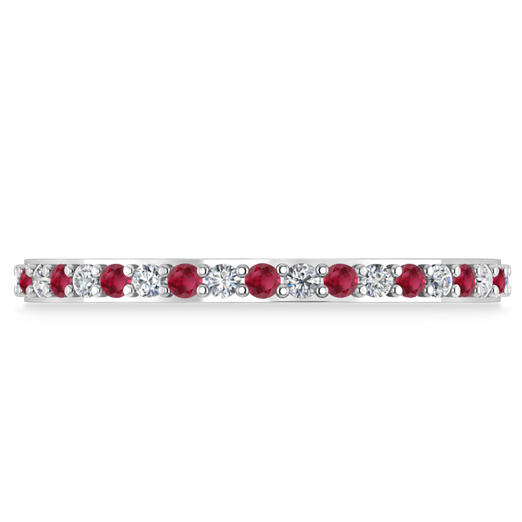 Diamond & Ruby Eternity Wedding Band 14k White Gold (0.57ct)