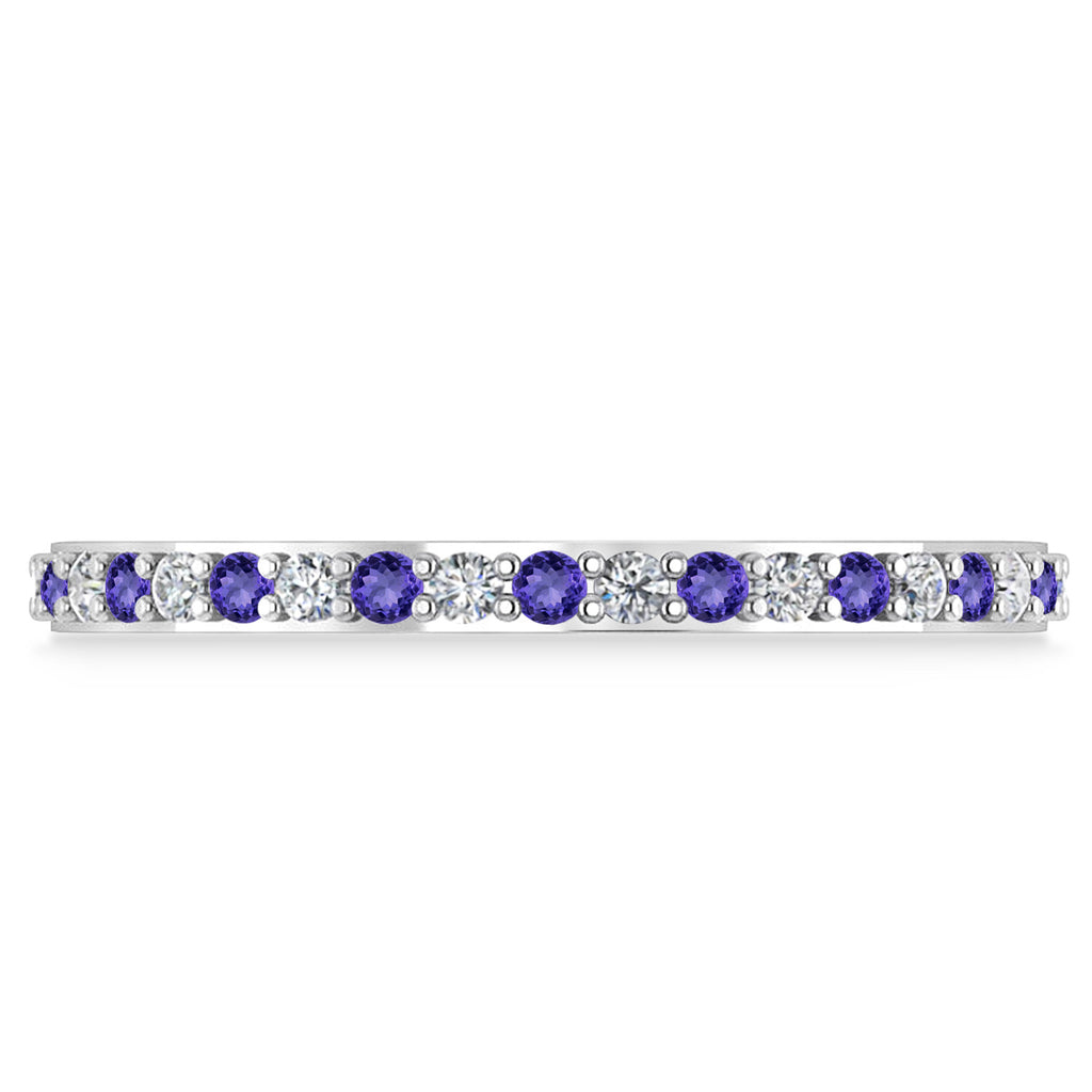 Diamond & Tanzanite Eternity Wedding Band 14k White Gold (0.57ct)