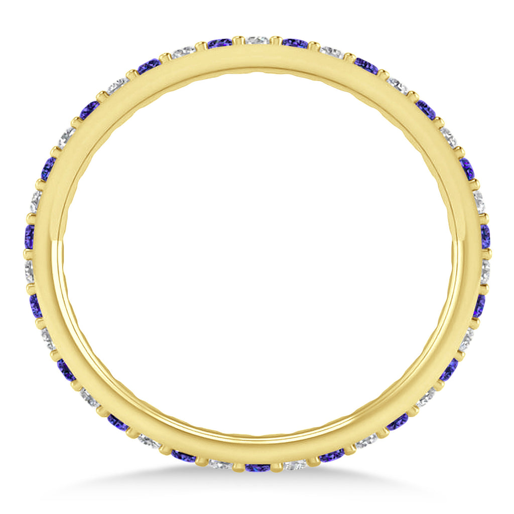 Diamond & Tanzanite Eternity Wedding Band 14k Yellow Gold (0.57ct)