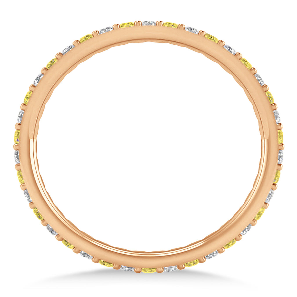 Yellow & White Diamond Eternity Wedding Band 14k Rose Gold (0.57ct)