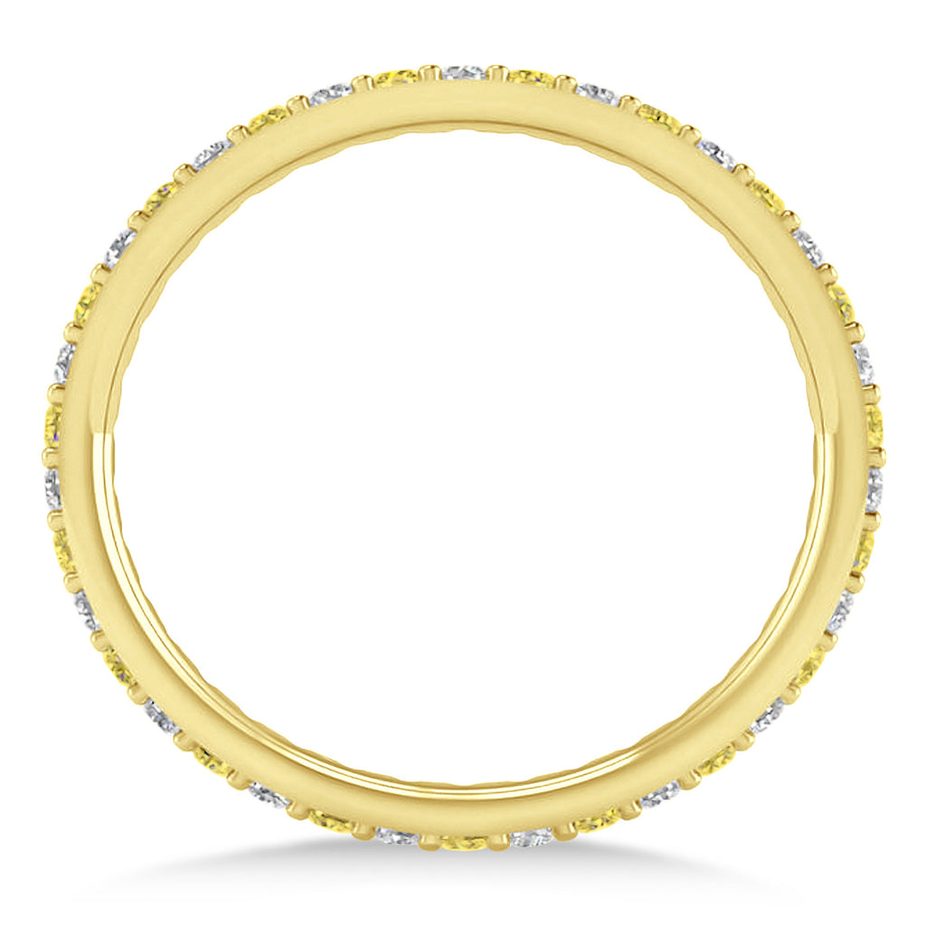 Yellow & White Diamond Eternity Wedding Band 14k Yellow Gold (0.57ct)