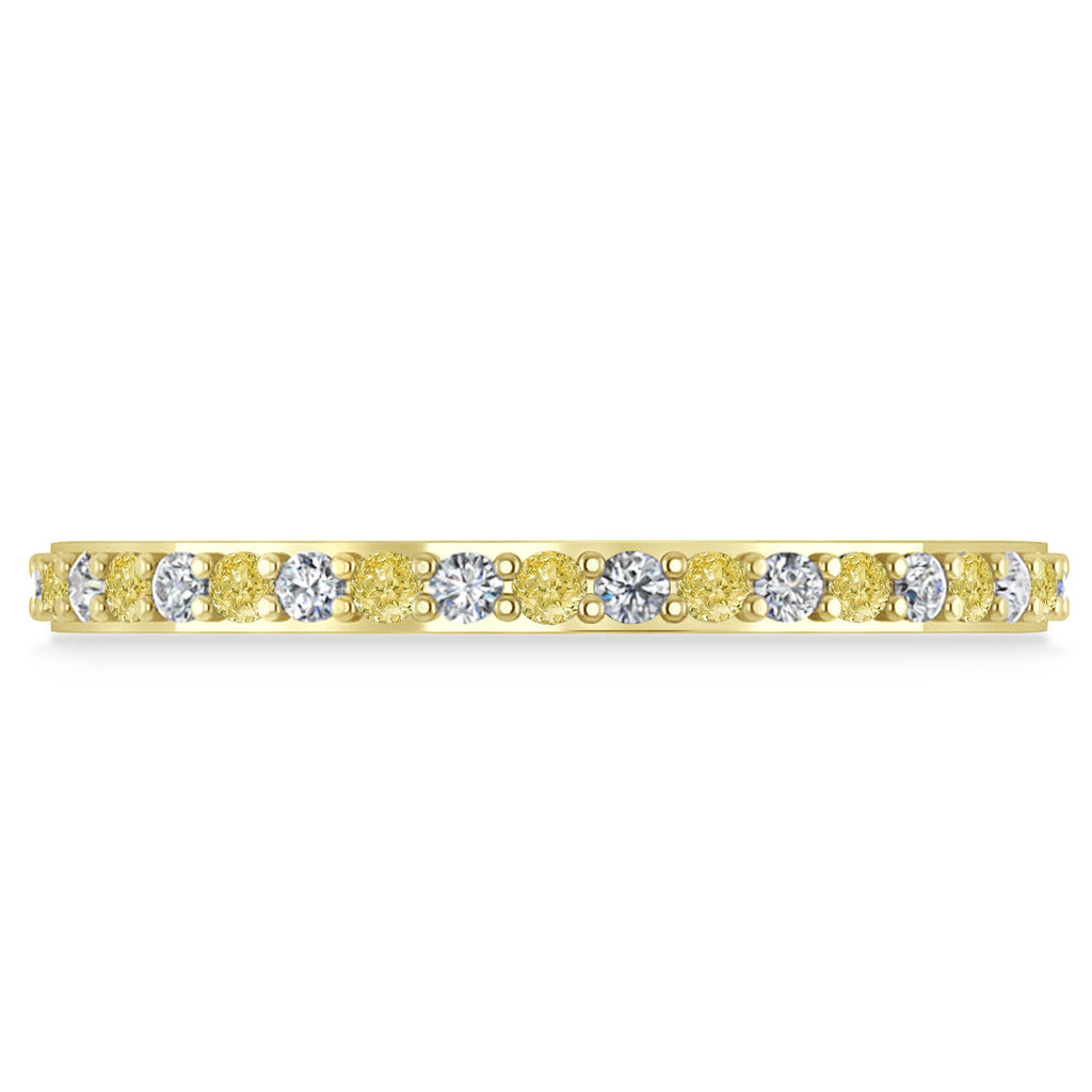 Yellow & White Diamond Eternity Wedding Band 14k Yellow Gold (0.57ct)