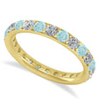 Diamond & Aquamarine Eternity Wedding Band 14k Yellow Gold (1.50ct)