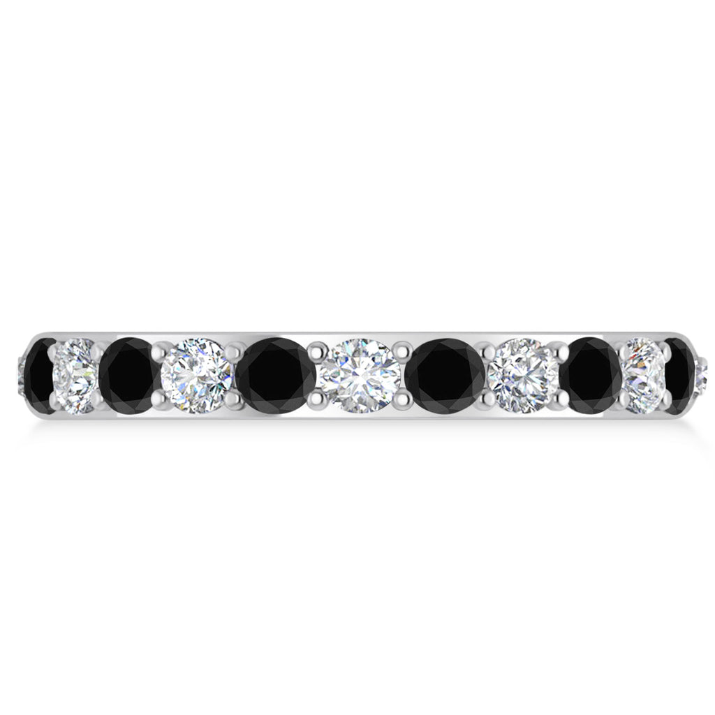 Black & White Diamond Eternity Wedding Band 14k White Gold (1.50ct)