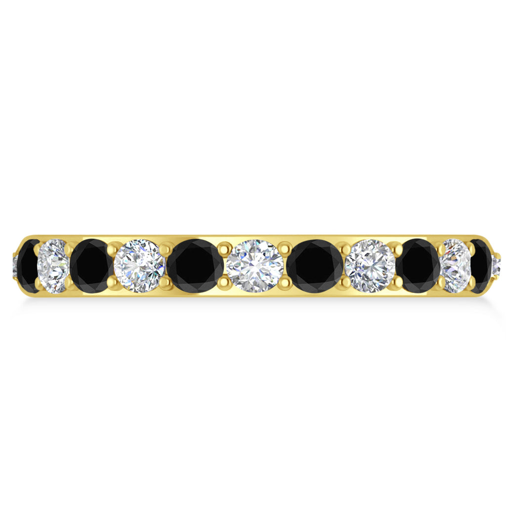 Black & White Diamond Eternity Wedding Band 14k Yellow Gold (1.50ct)