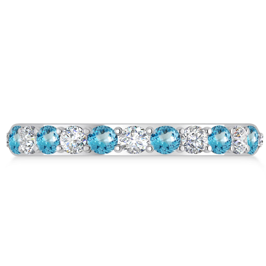 Diamond & Blue Topaz Eternity Wedding Band 14k White Gold (1.50ct)