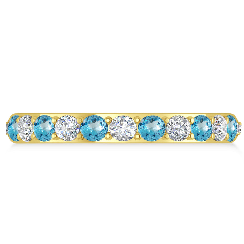 Diamond & Blue Topaz Eternity Wedding Band 14k Yellow Gold (1.50ct)