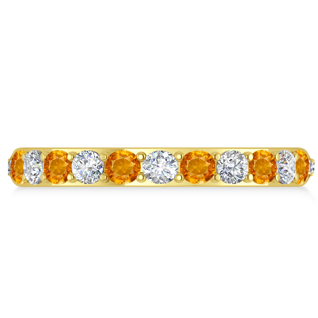 Diamond & Citrine Eternity Wedding Band 14k Yellow Gold (1.50ct)