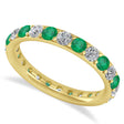Diamond & Emerald Eternity Wedding Band 14k Yellow Gold (1.50ct)