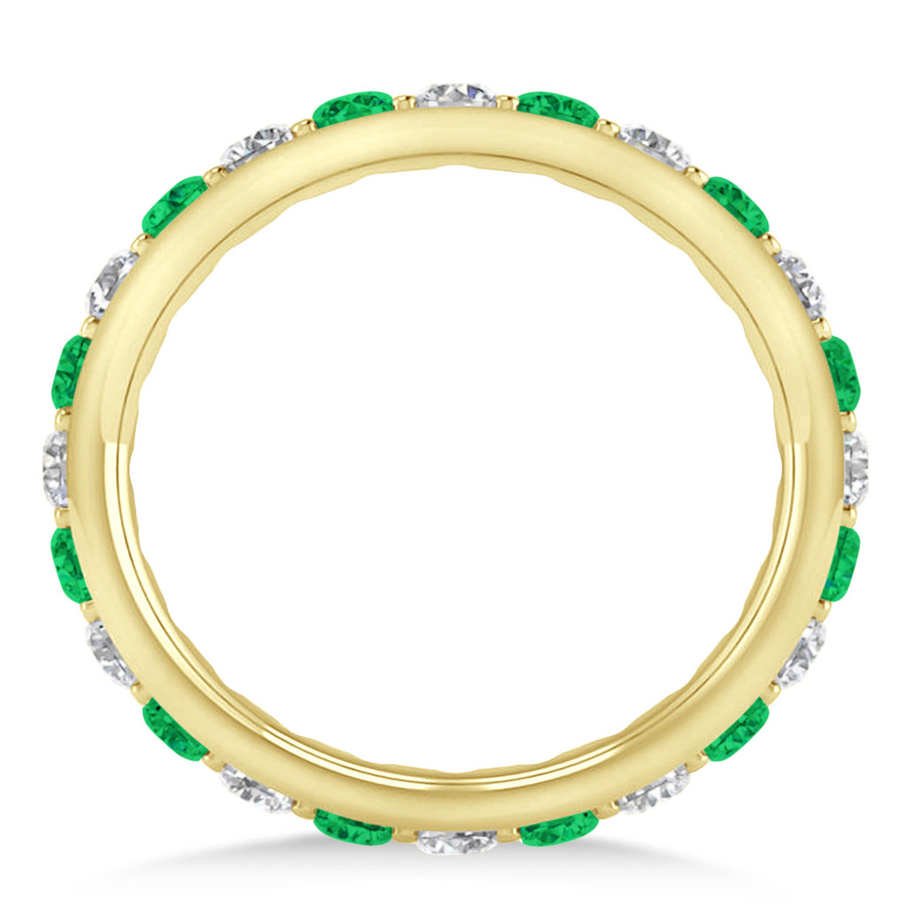 Diamond & Emerald Eternity Wedding Band 14k Yellow Gold (1.50ct)