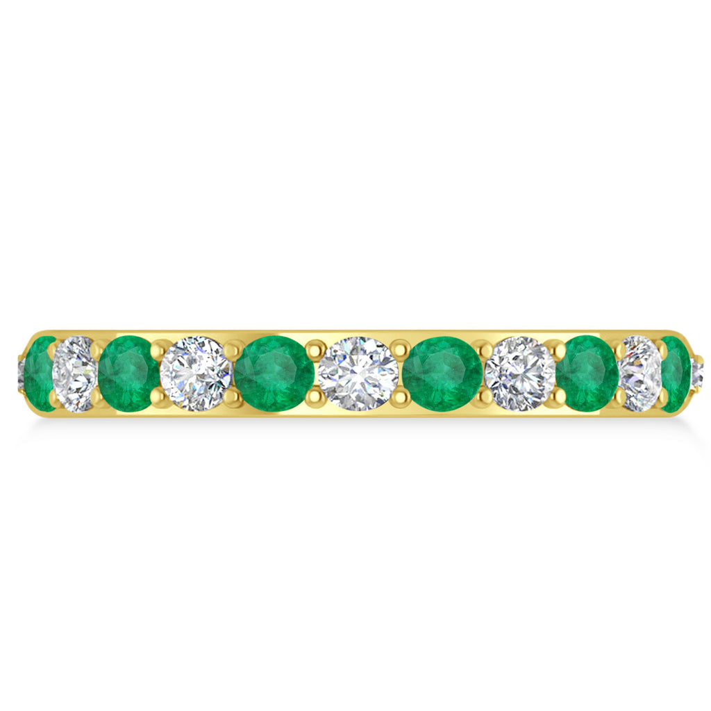 Diamond & Emerald Eternity Wedding Band 14k Yellow Gold (1.50ct)