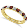Diamond & Garnet Eternity Wedding Band 14k Yellow Gold (1.50ct)