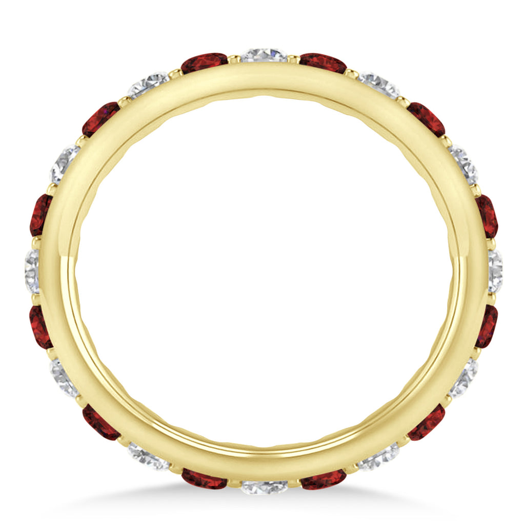 Diamond & Garnet Eternity Wedding Band 14k Yellow Gold (1.50ct)