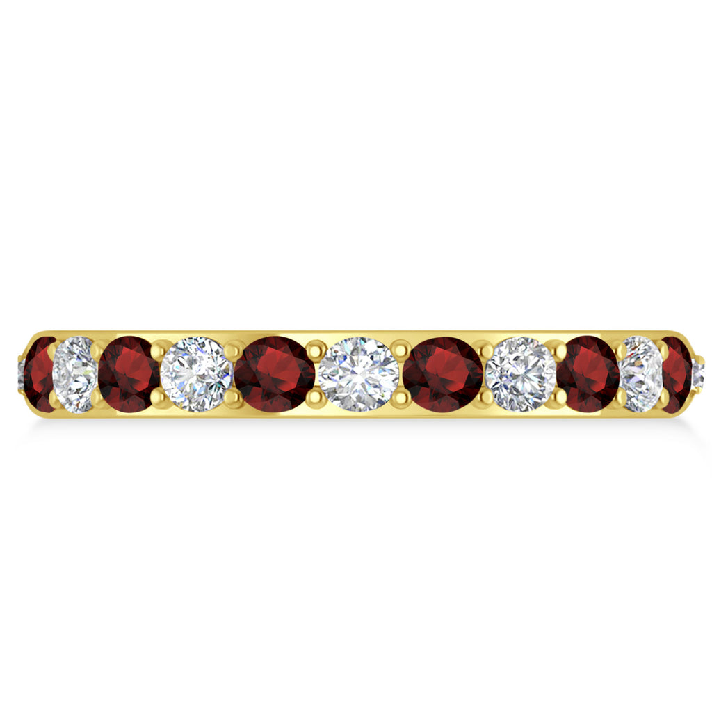 Diamond & Garnet Eternity Wedding Band 14k Yellow Gold (1.50ct)