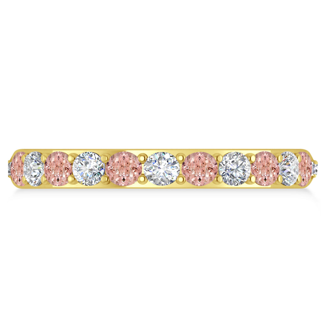 Diamond & Morganite Eternity Wedding Band 14k Yellow Gold (1.50ct)