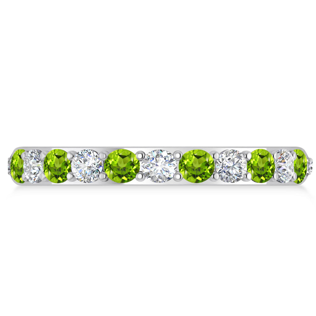 Diamond & Peridot Eternity Wedding Band 14k White Gold (1.50ct)
