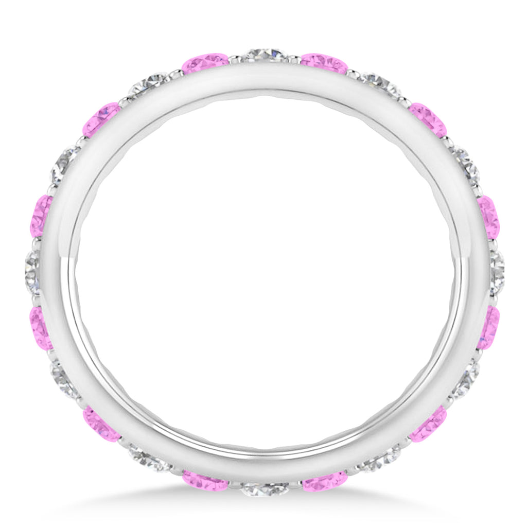 Diamond & Pink Sapphire Eternity Wedding Band 14k White Gold (1.50ct)