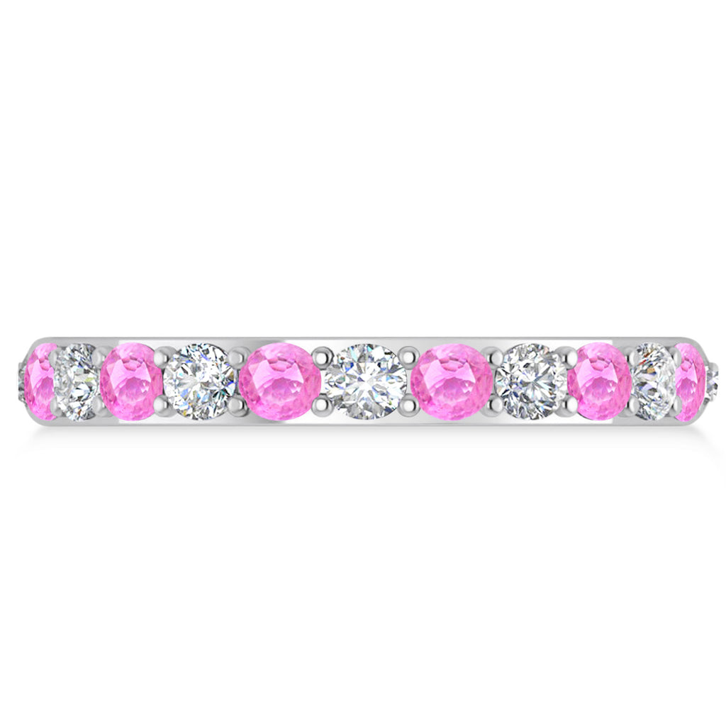 Diamond & Pink Sapphire Eternity Wedding Band 14k White Gold (1.50ct)