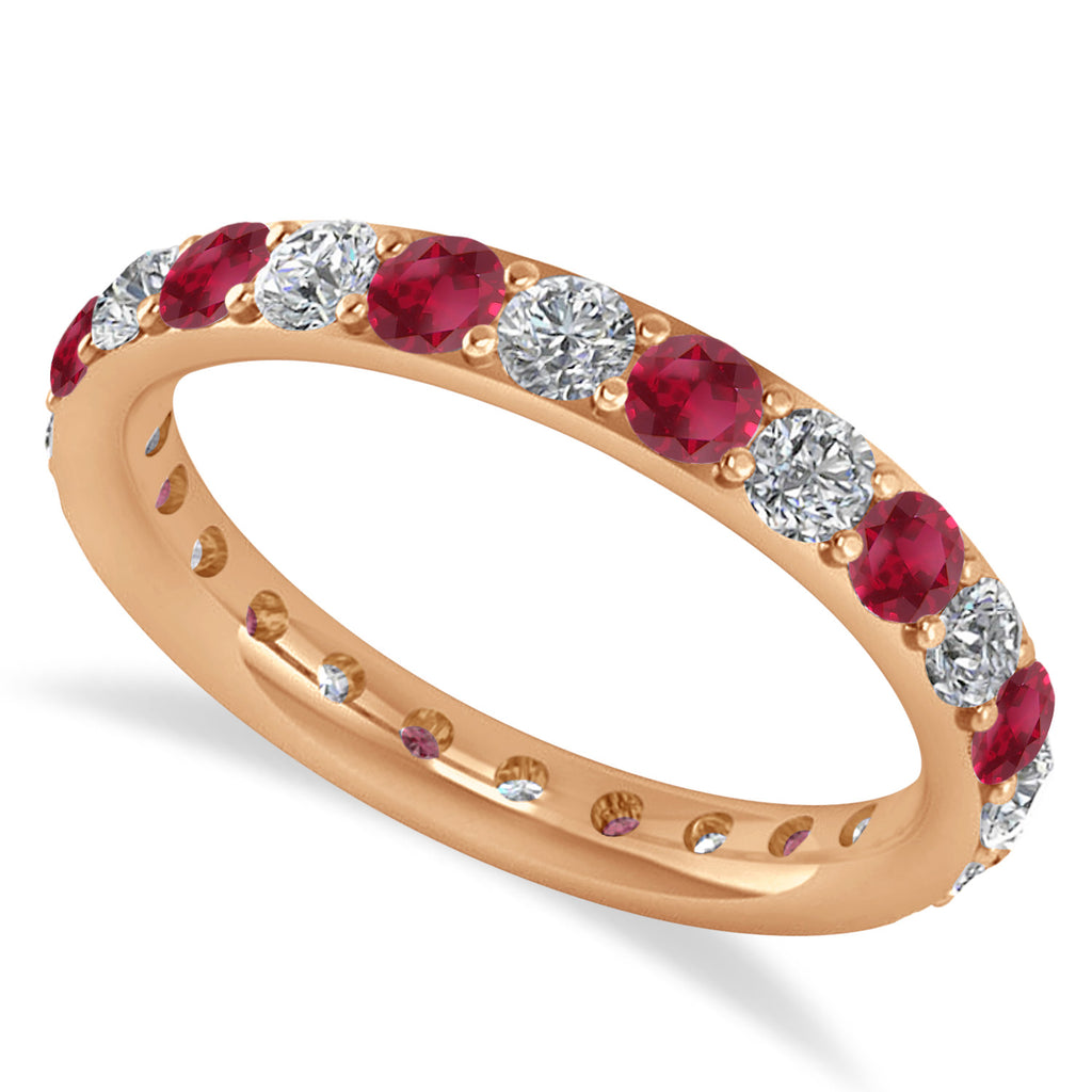 Diamond & Ruby Eternity Wedding Band 14k Rose Gold (1.50ct)