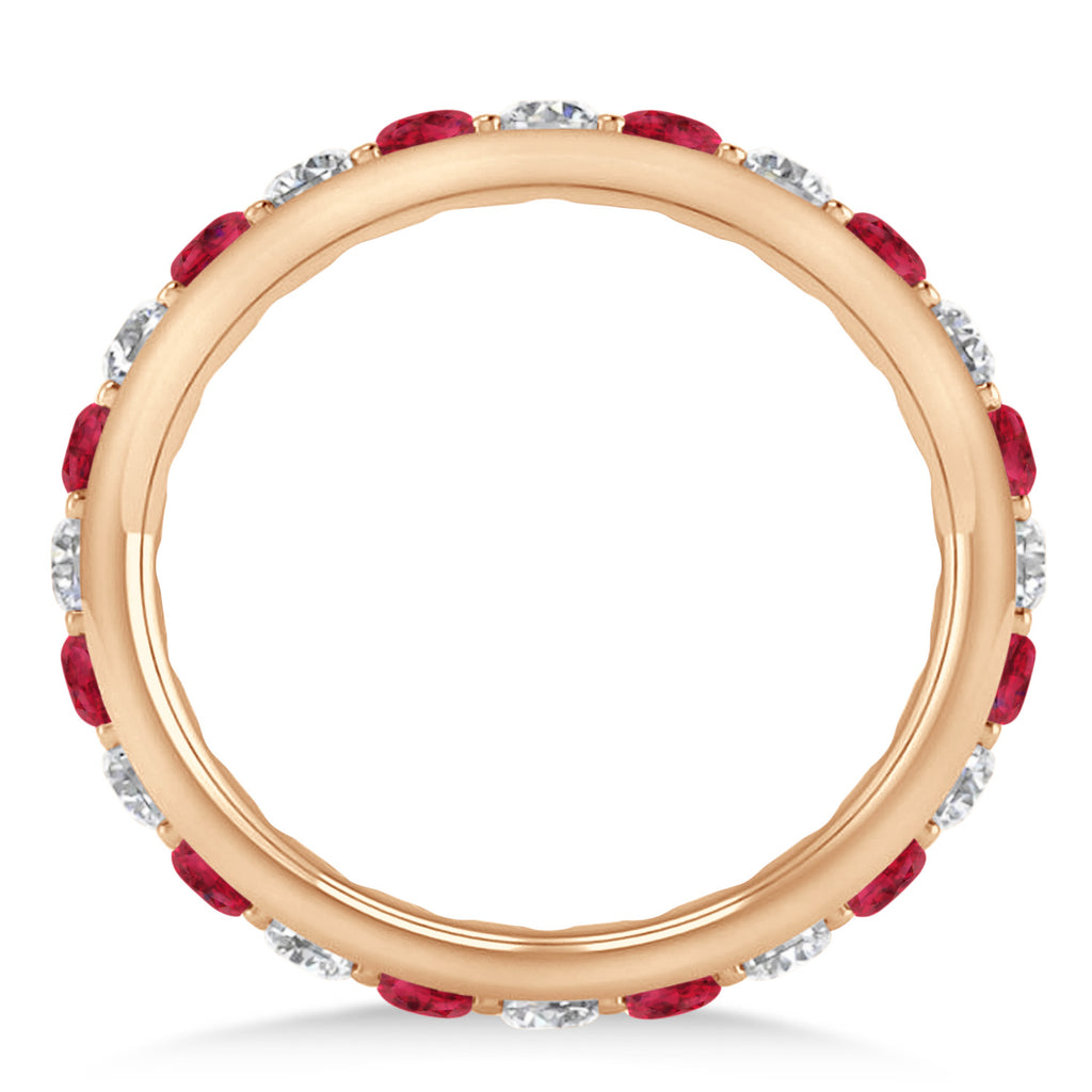Diamond & Ruby Eternity Wedding Band 14k Rose Gold (1.50ct)