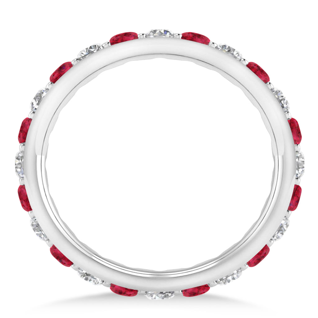 Diamond & Ruby Eternity Wedding Band 14k White Gold (1.50ct)