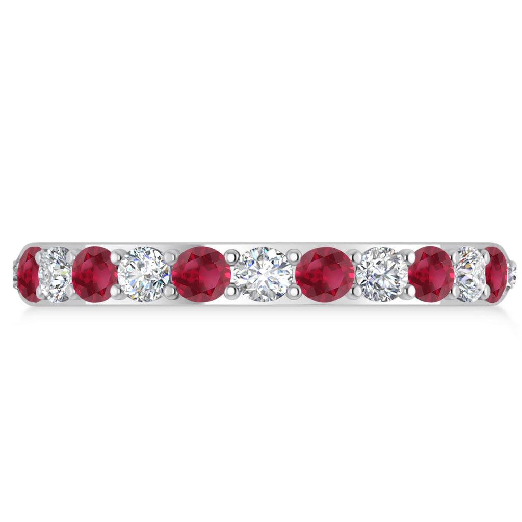 Diamond & Ruby Eternity Wedding Band 14k White Gold (1.50ct)