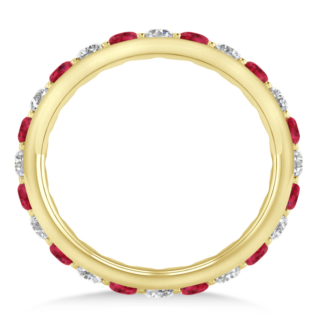 Diamond & Ruby Eternity Wedding Band 14k Yellow Gold (1.50ct)