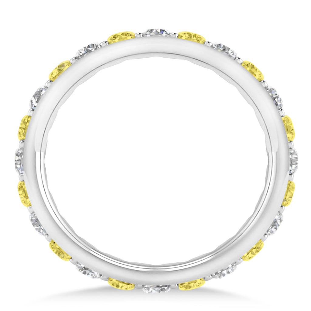 Yellow & White Diamond Eternity Wedding Band 14k White Gold (1.50ct)