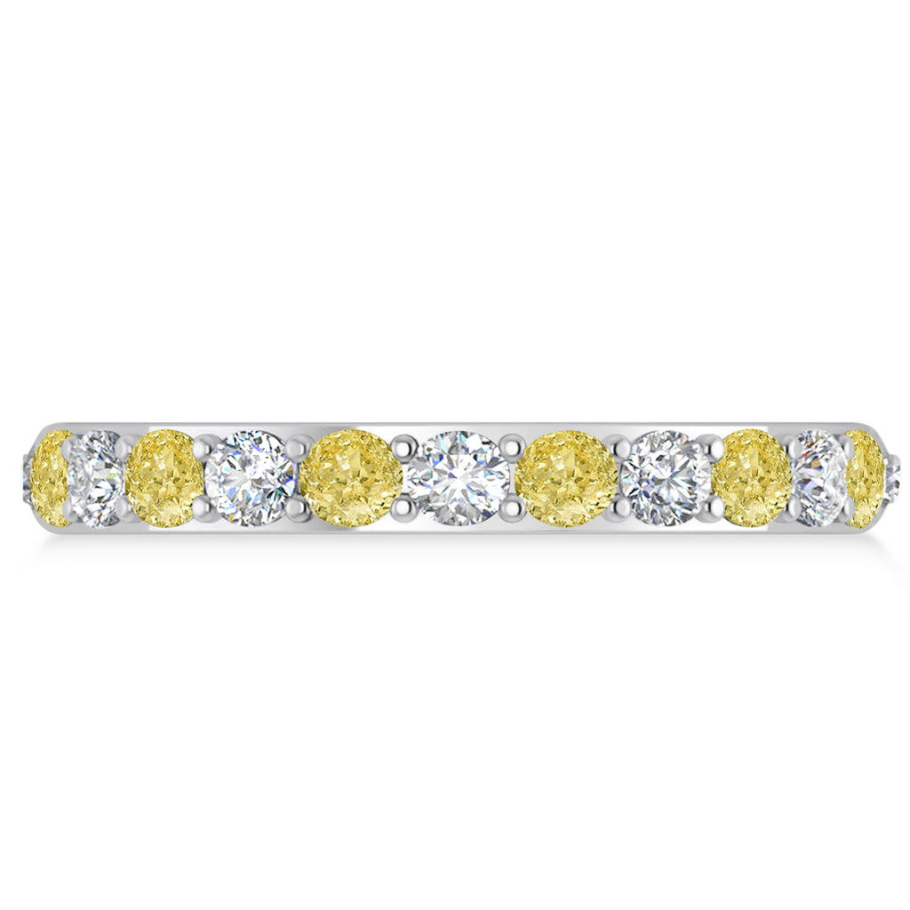 Yellow & White Diamond Eternity Wedding Band 14k White Gold (1.50ct)