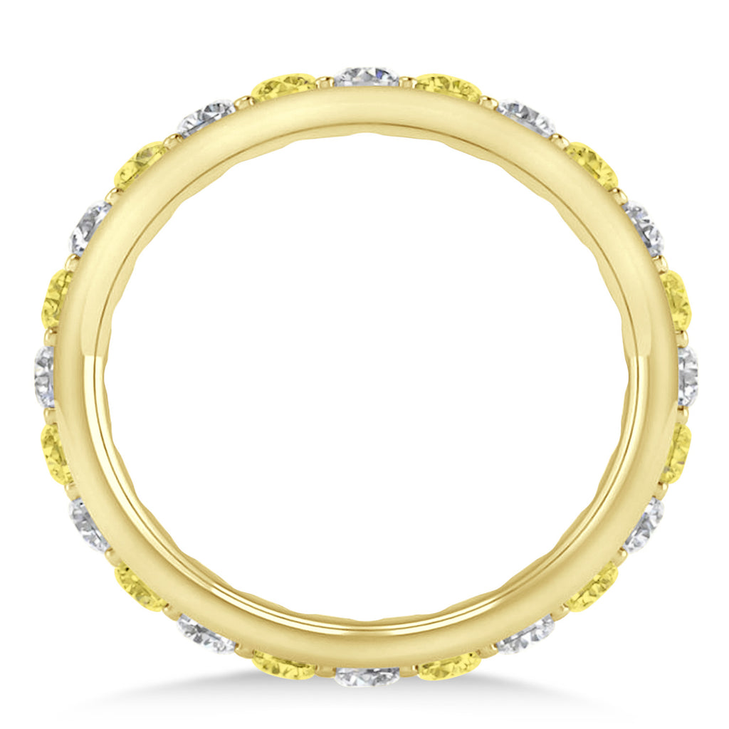 Yellow & White Diamond Eternity Wedding Band 14k Yellow Gold (1.50ct)