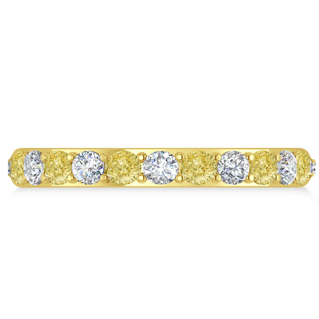Yellow & White Diamond Eternity Wedding Band 14k Yellow Gold (1.50ct)
