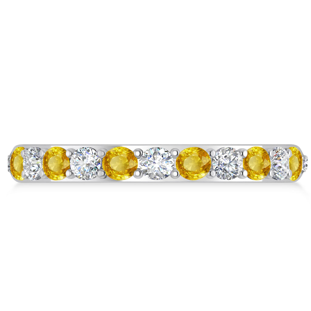 Diamond & Yellow Sapphire Eternity Wedding Band 14k White Gold (1.50ct)