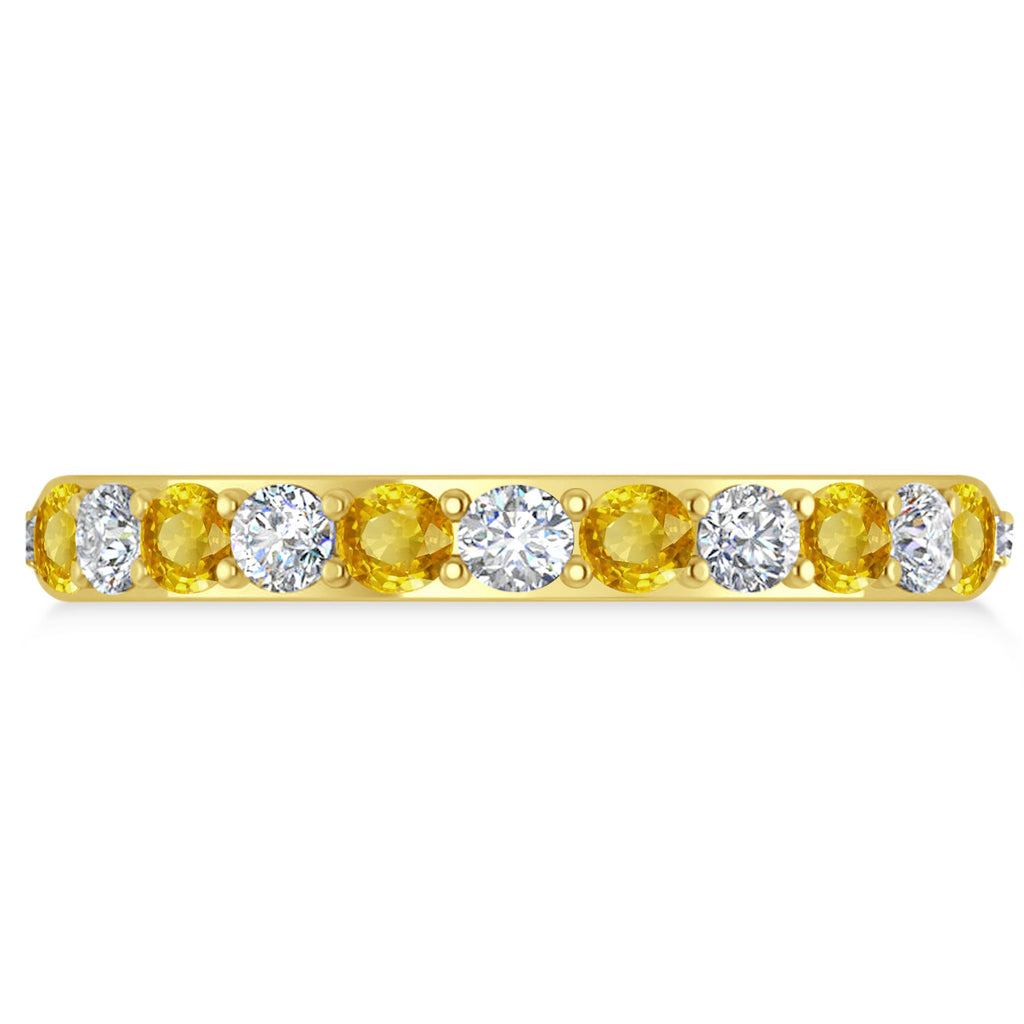 Diamond & Yellow Sapphire Eternity Wedding Band 14k Yellow Gold (1.50ct)