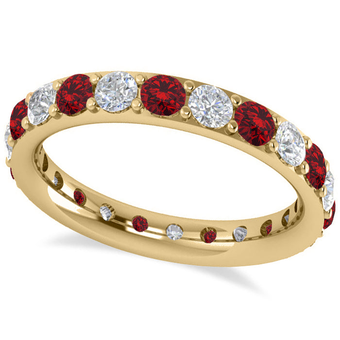 Diamond & Ruby Eternity Wedding Band 14k Yellow Gold (1.76ct)