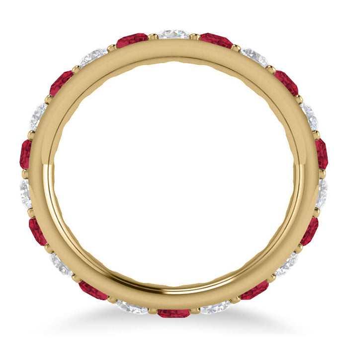 Diamond & Ruby Eternity Wedding Band 14k Yellow Gold (1.76ct)