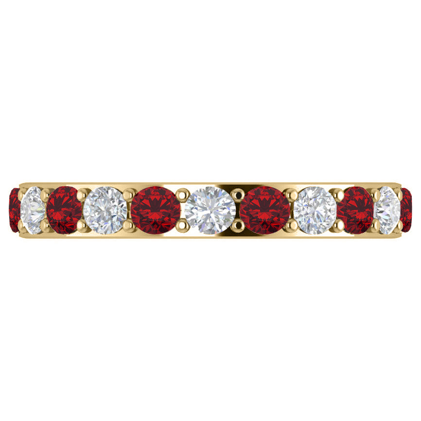 Diamond & Ruby Eternity Wedding Band 14k Yellow Gold (1.76ct)