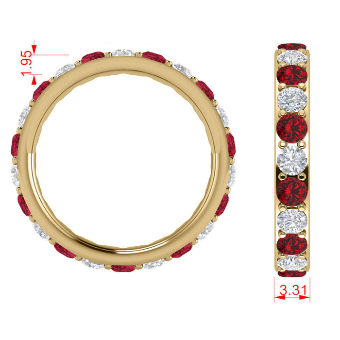 Diamond & Ruby Eternity Wedding Band 14k Yellow Gold (1.76ct)