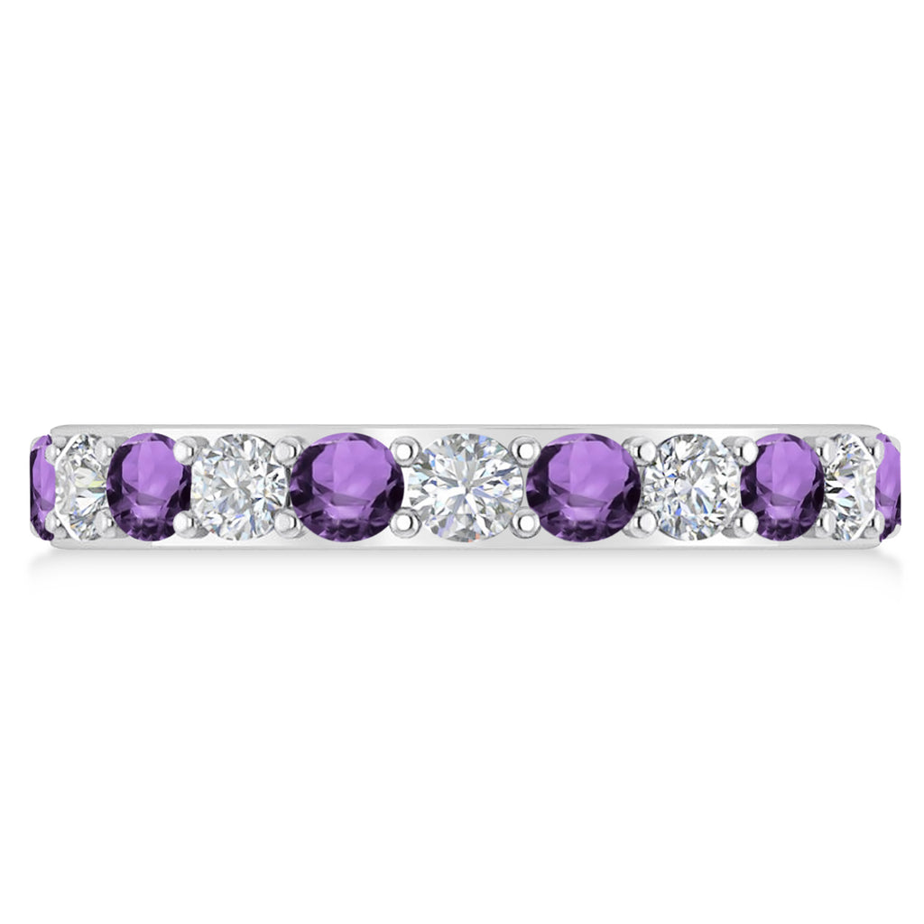 Diamond & Amethyst Eternity Wedding Band 14k White Gold (2.00ct)
