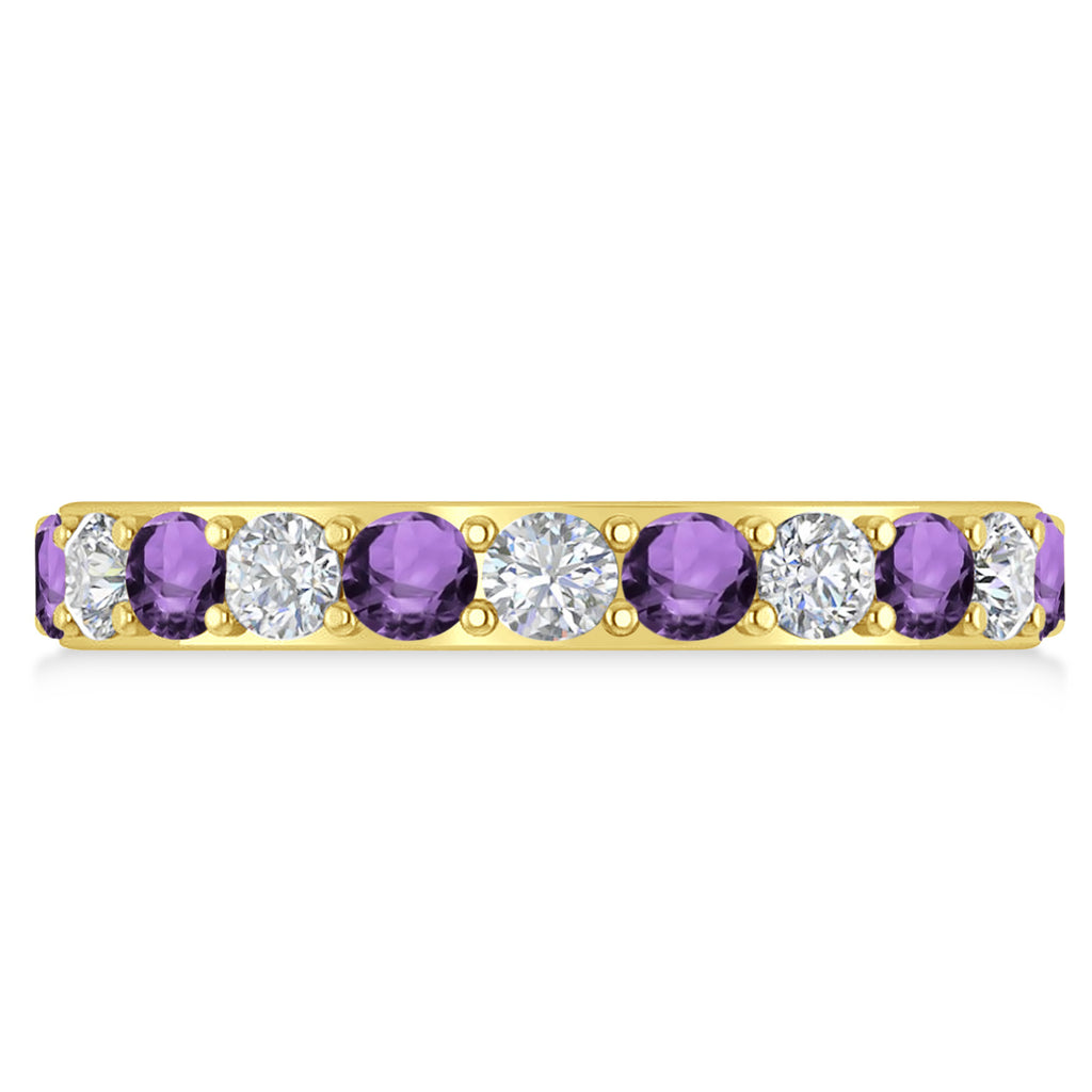 Diamond & Amethyst Eternity Wedding Band 14k Yellow Gold (2.00ct)