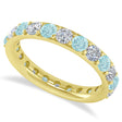 Diamond & Aquamarine Eternity Wedding Band 14k Yellow Gold (2.00ct)